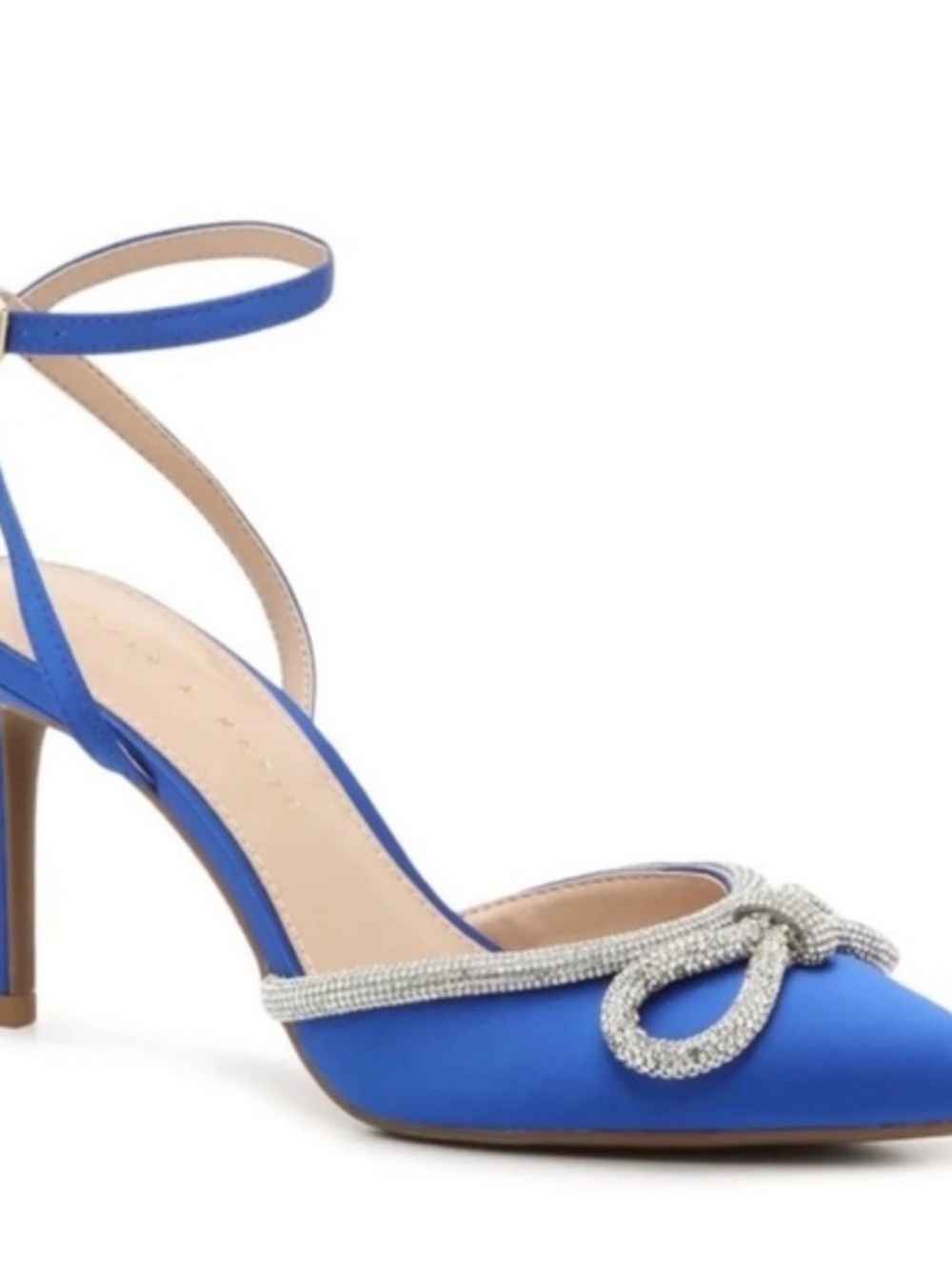Kelly & Katie Cobalt Pointed-Toe Pumps with Rhinestone Bow